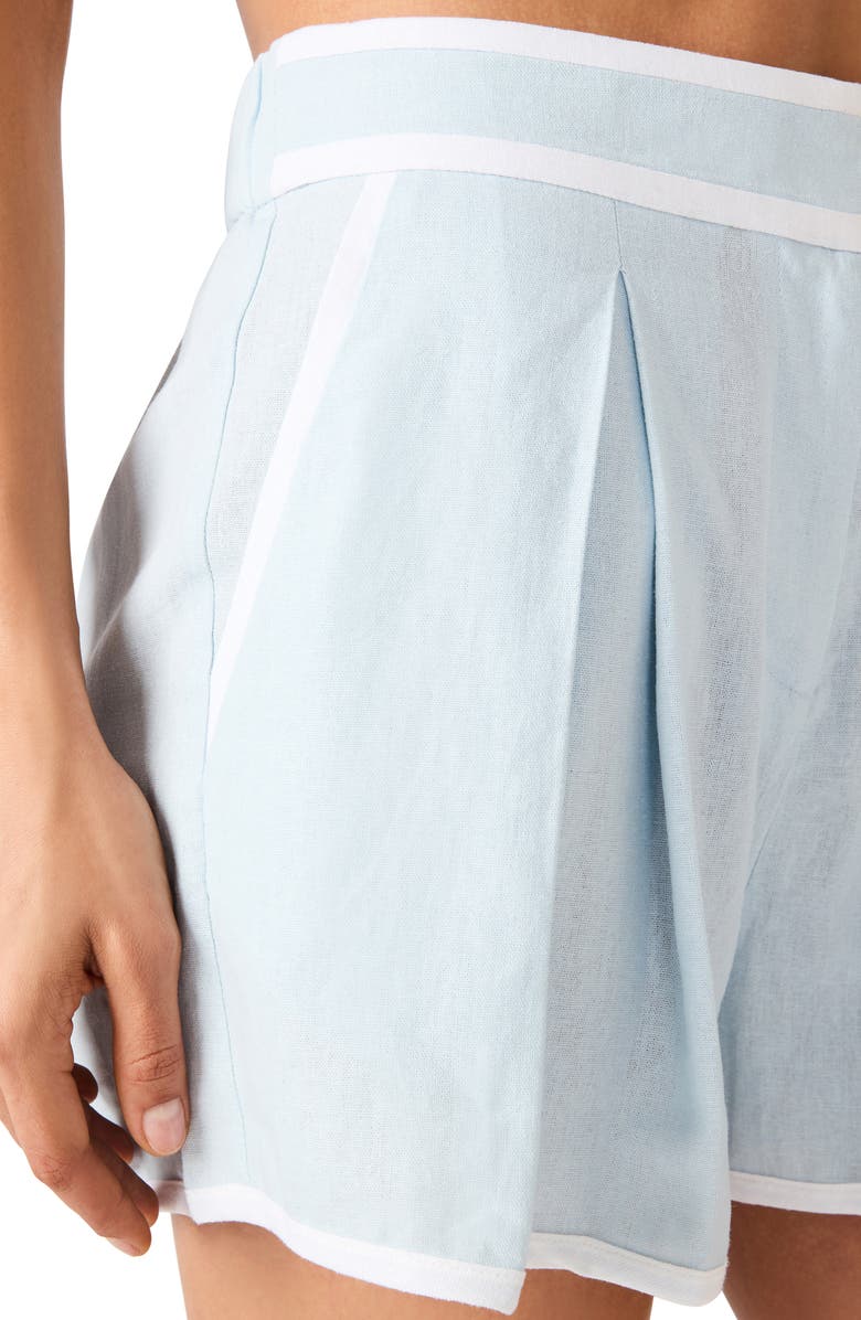 Steve Madden Fable Linen Blend Shorts, Alternate, color, Powder Blue