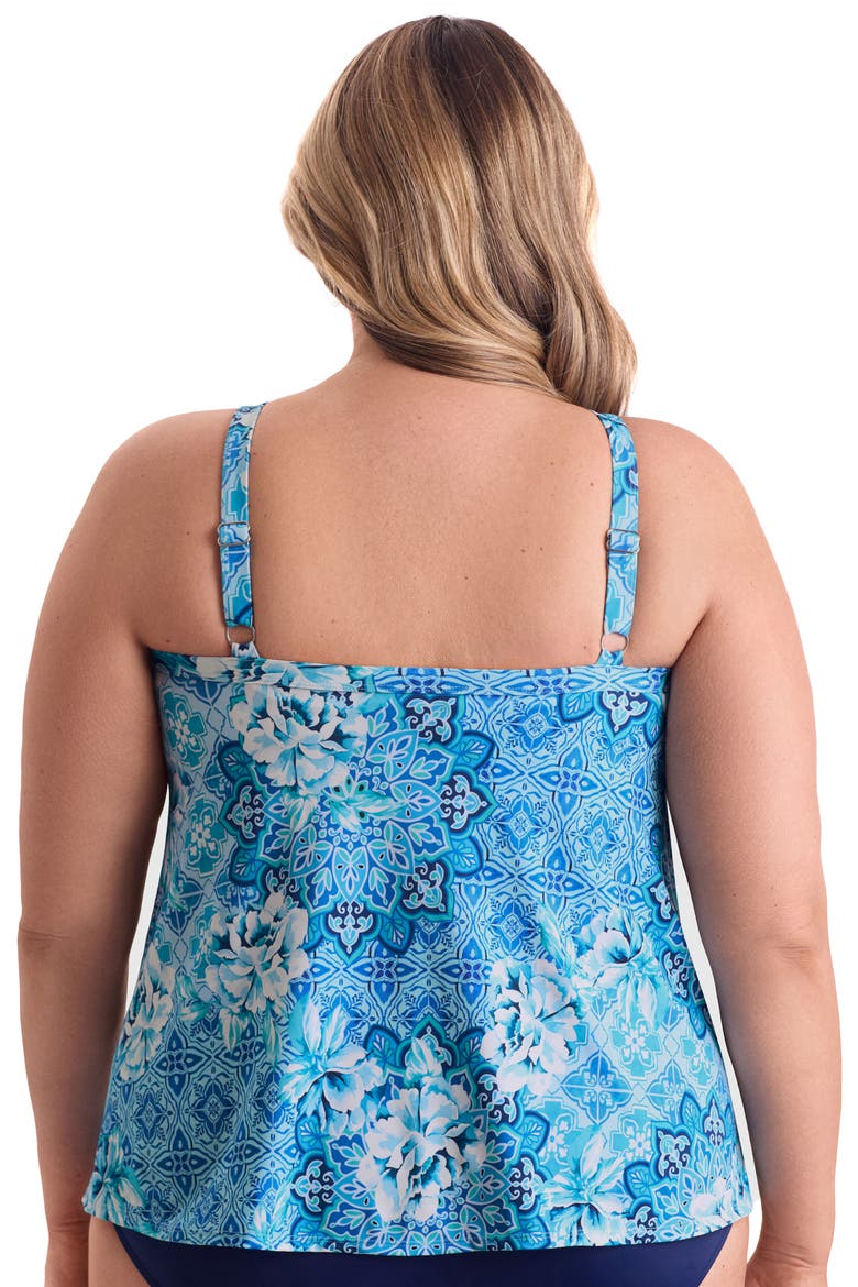 High Neck Tankini Plus Size Swimsuit Top, Alternate, color, Barcelona Blues