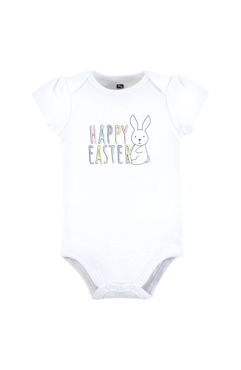 Hudson Baby Essential Three-Piece Set of Cotton Bodysuits, Alternate, color, Easter Bunny Pink