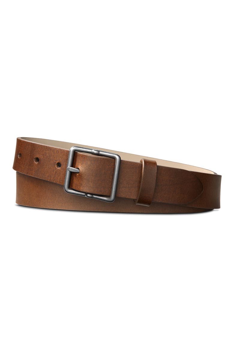 Center Bar Buckle Navigator Leather Belt (Nordstrom Exclusive), Main, color, MED BROWN
