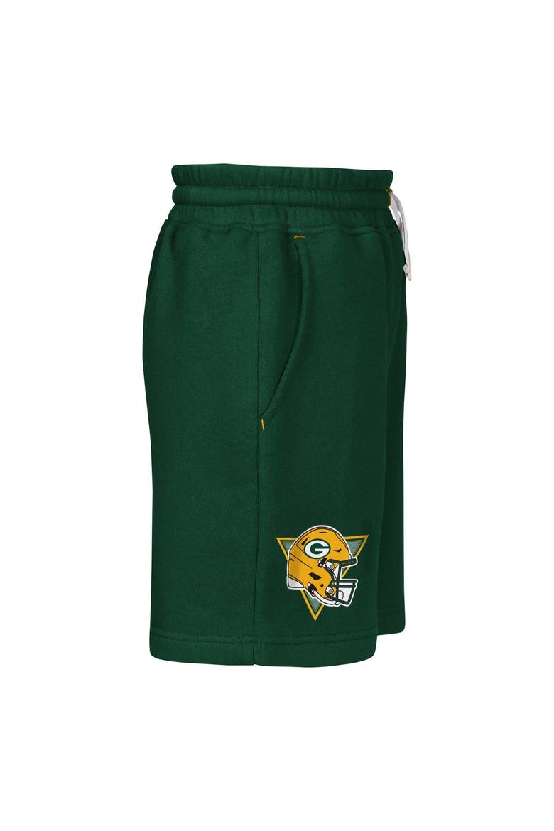 Youth Outerstuff  Green Green Bay Packers Audible Fleece Shorts, Alternate, color, Green