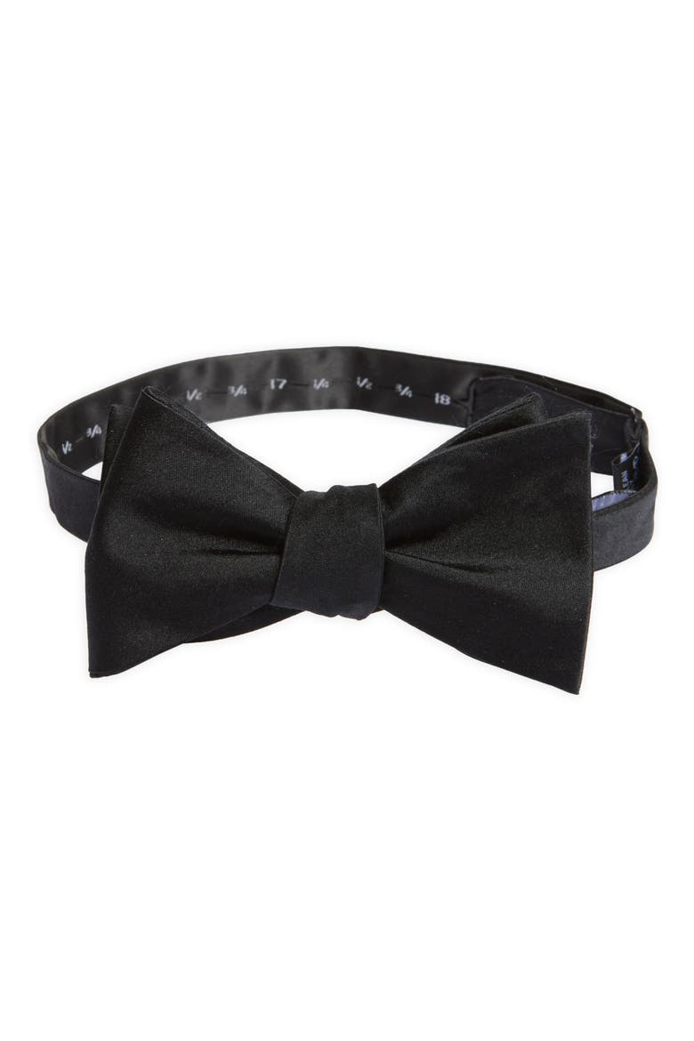 Black Silk Bow Tie, Main, color, BLACK