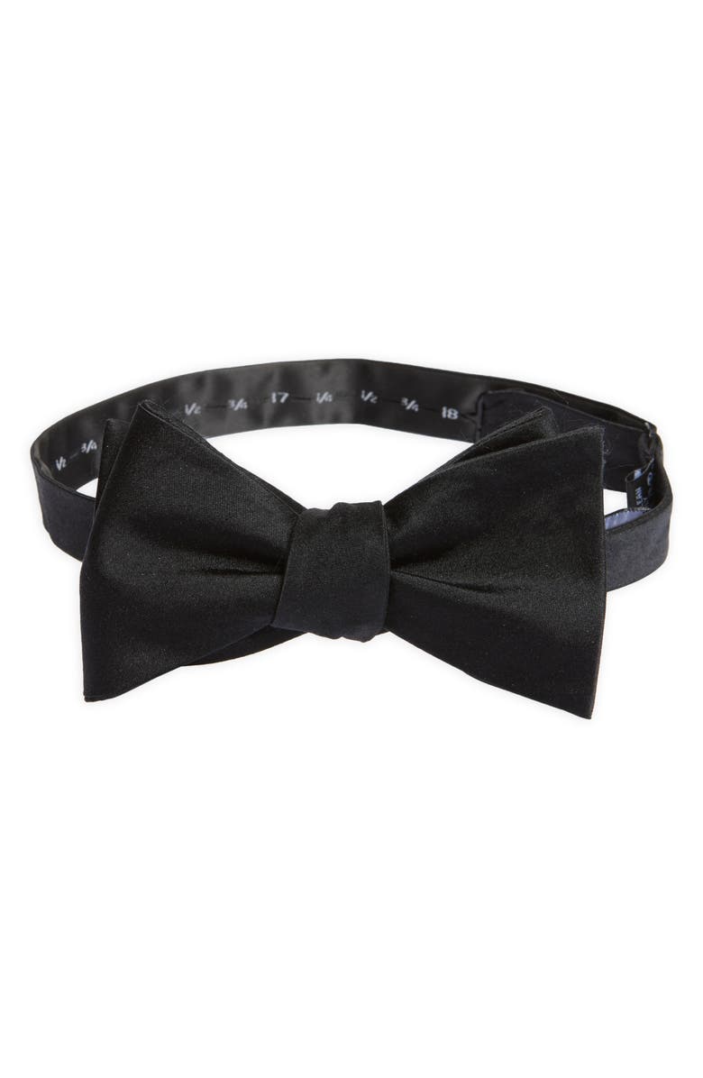 CLIFTON WILSON Black Silk Bow Tie, Main, color, Black