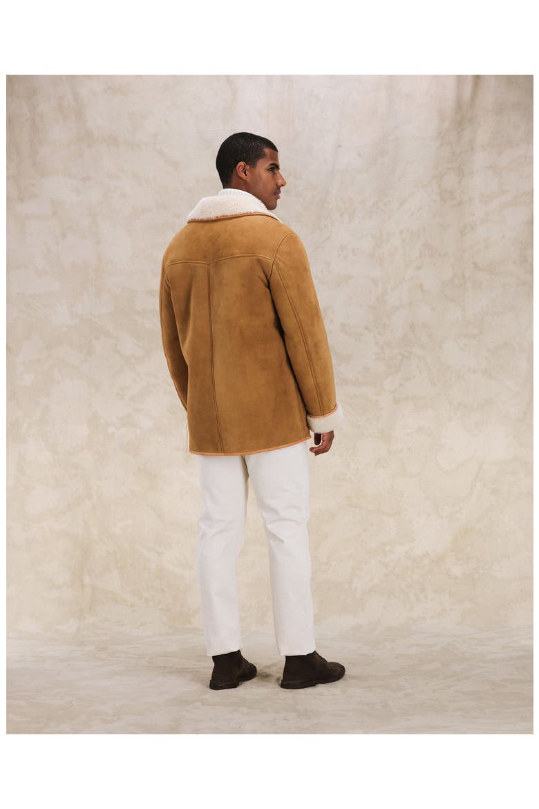 Lemans Double-Breasted Shearling Coat, Alternate, color, CAMEL