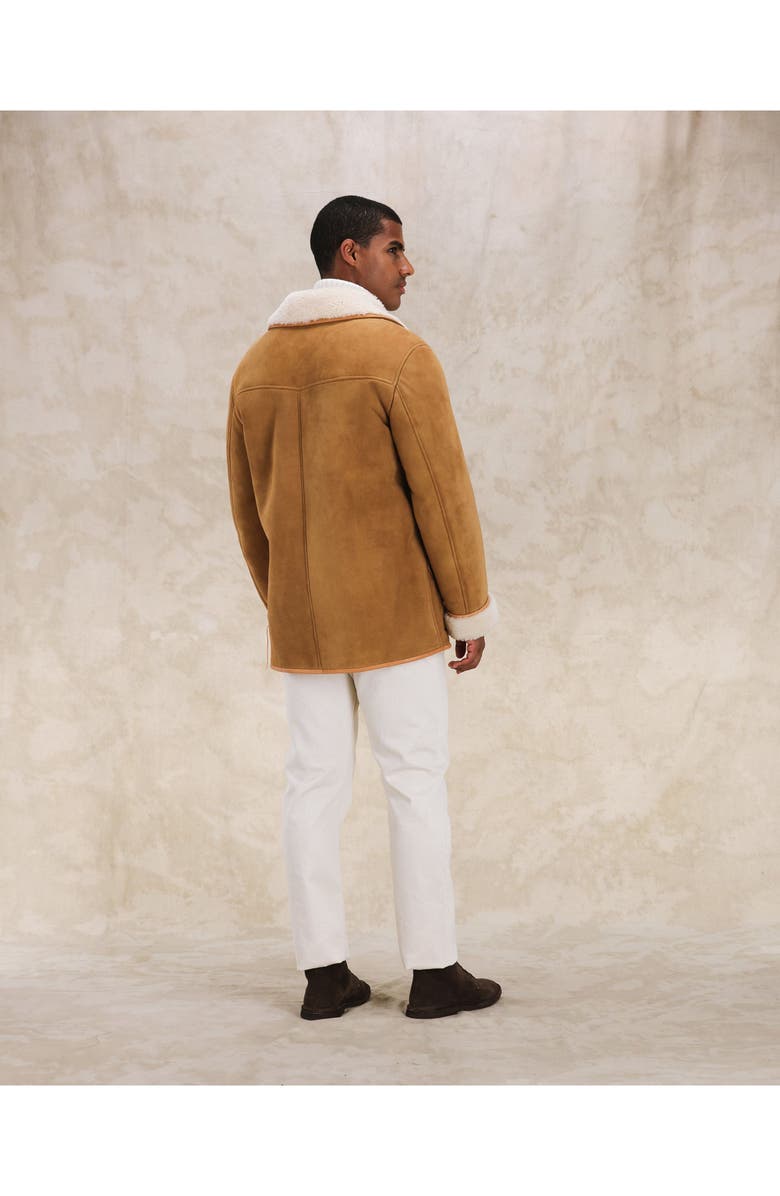 Fortela Lemans Double-Breasted Shearling Coat, Alternate, color, Camel