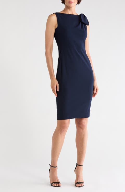 Shoulder Bow Sleeveless Sheath Dress