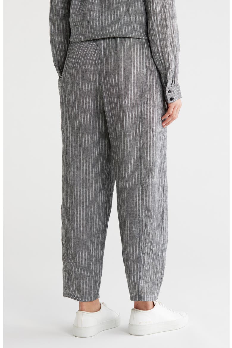 Cropped Lantern Linen Pants, Alternate, color, BLACK/ WHITE