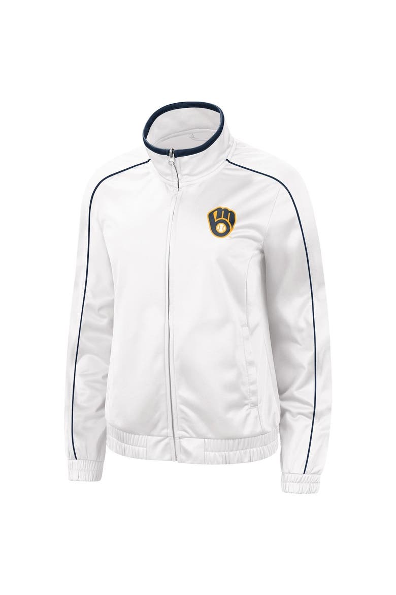 Women's G-III 4Her by Carl Banks White Milwaukee Brewers Gamer Full-Zip Track Jacket, Alternate, color, White