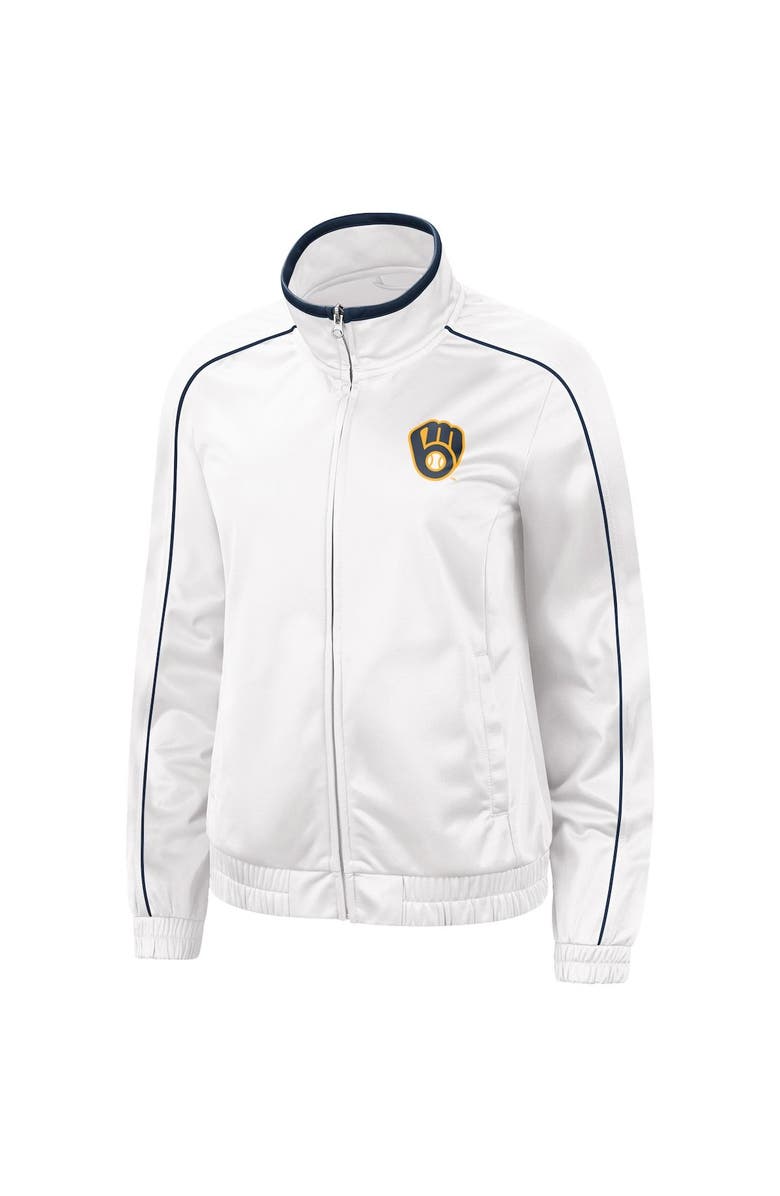 G-III 4HER BY CARL BANKS Women's G-III 4Her by Carl Banks White Milwaukee Brewers Gamer Full-Zip Track Jacket, Alternate, color,