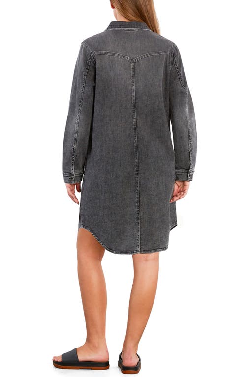 Wash Lab Denim Amanda Long Sleeve Denim Shirtdress In Gray