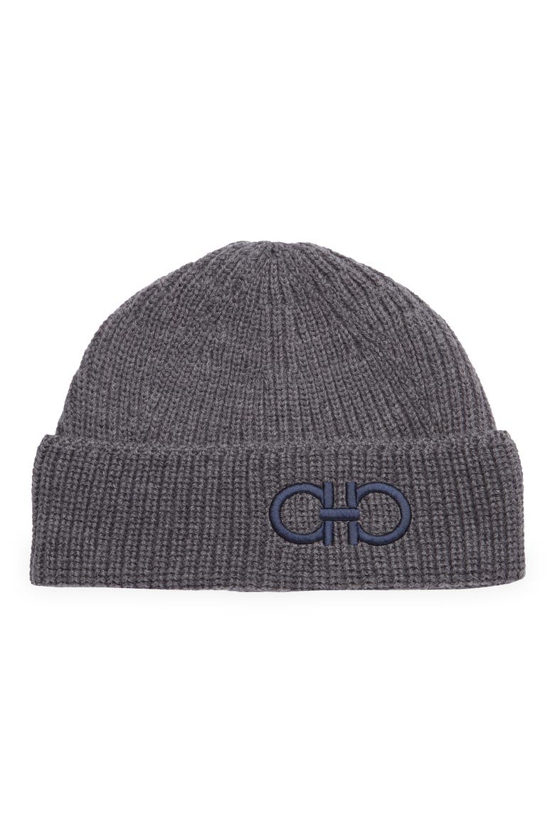Double Gancio Wool Beanie, Main, color, GRIGIO SC/ RIC. MEZZANOTTE