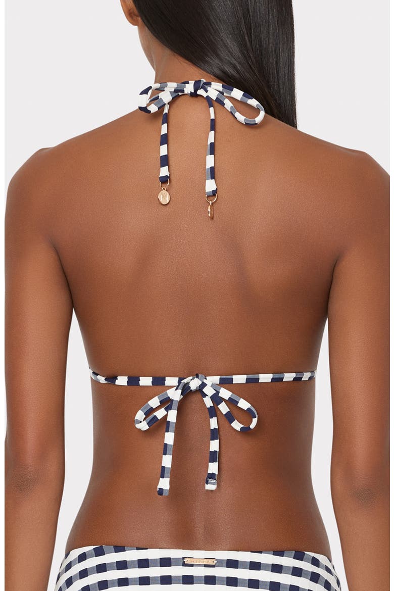 Cottage Jacquard Bikini Top, Alternate, color, NAVY/ WHITE