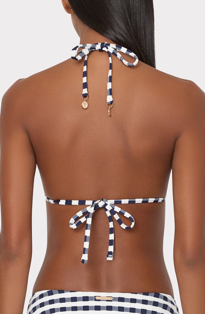 Milly Cottage Jacquard Bikini Top, Alternate, color, Navy/ White