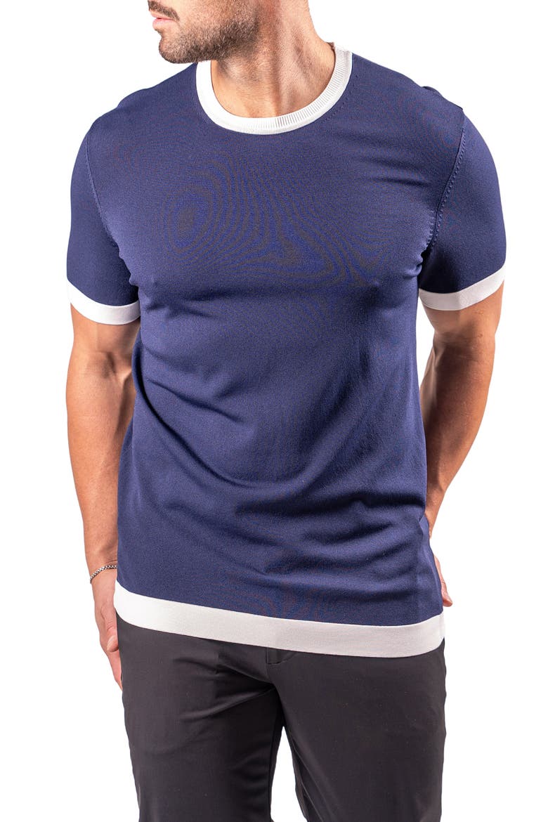 Short Sleeve Ringer Sweater, Alternate, color, BLUE