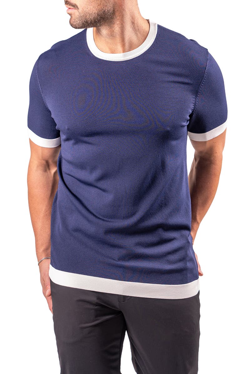 Maceoo Short Sleeve Ringer Sweater, Alternate, color, Blue