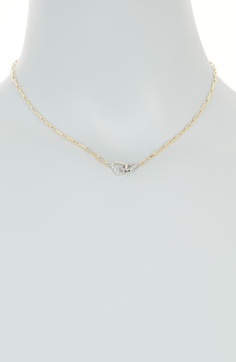 MESHMERISE Interlocking Hearts Paperclip Necklace - 0.12ct., Alternate, color, Yellow