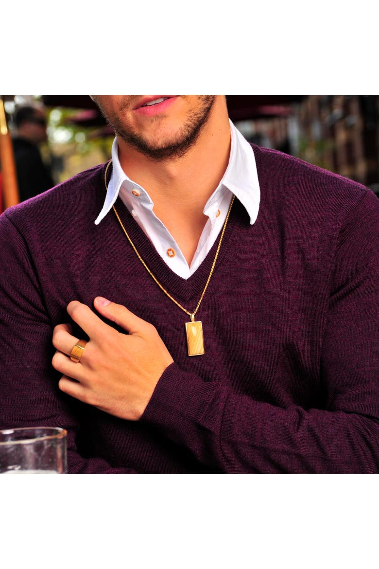 Wood Jasper Sterling Silver Men Tag Necklace, Alternate, color, 14KT Gold Vermeil on Sterling
