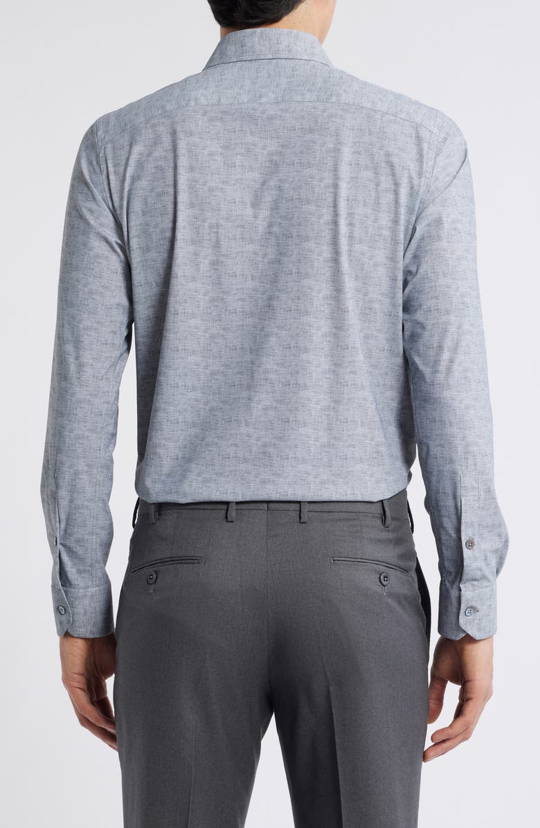 Zanella Jagged Heathered Herringbone Print Knit Nylon Blend Dress Shirt, Alternate, color, Grey