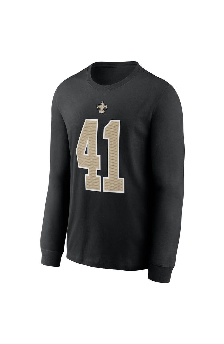 Nike Men's Nike Alvin Kamara Black New Orleans Saints Player Name & Number Long Sleeve T-Shirt, Alternate, color,