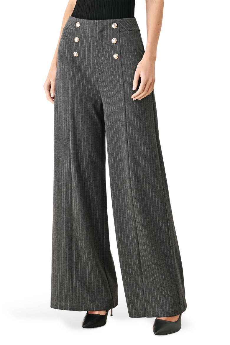 Pinstripe Wide Leg Pants, Main, color, CHARCOAL/ WHITE