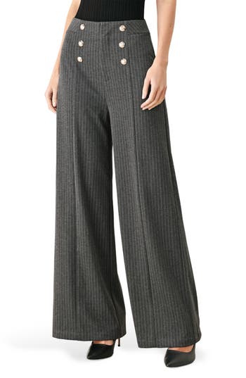 Freemarket Pinstripe Wide Leg Pants In Gray