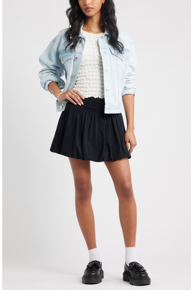 Bubble Hem Miniskirt, Alternate, color, BLACK