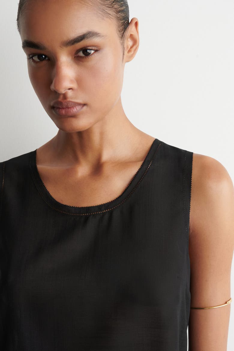 Semi-sheer Layered Wool Top, Alternate, color, BLACK