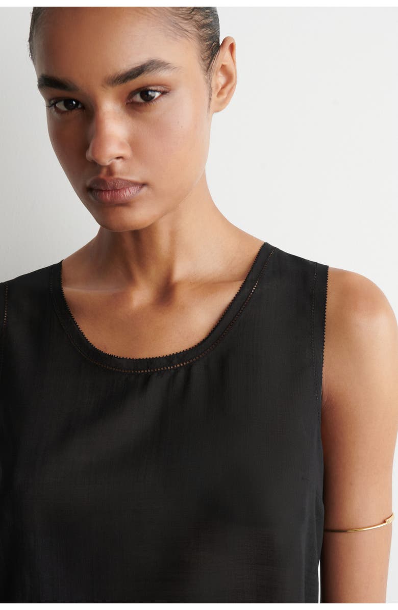 COS Semi-sheer Layered Wool Top, Alternate, color, Black