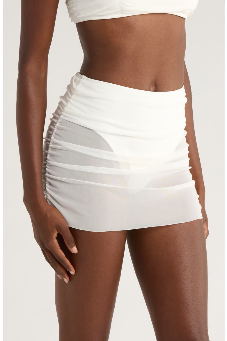 Tawnie Skirted Bikini Bottoms, Alternate, color, WHITE