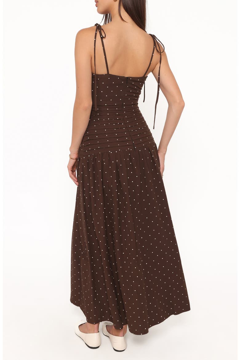 Mischa Polka Dot Maxi Dress, Alternate, color, BROWN POLKA DOT