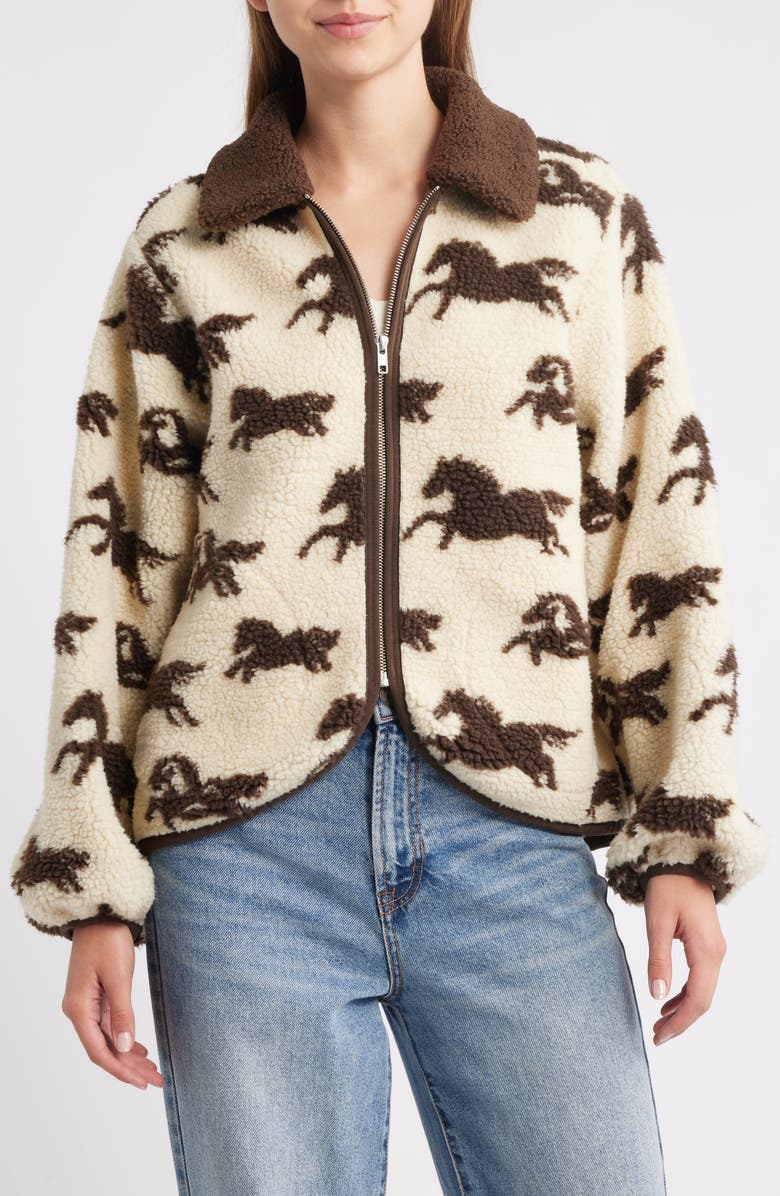 The Pasture Horse Print Fleece Jacket
