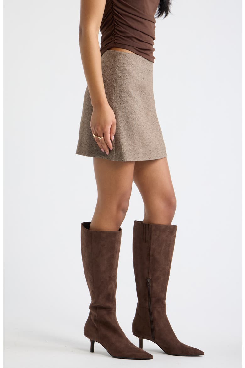 Tweed Miniskirt, Alternate, color, BROWN TWEED