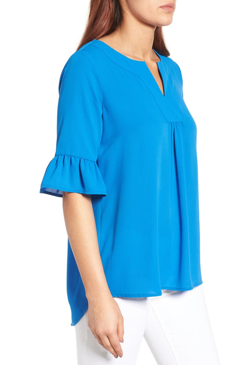 Ruffle Sleeve Blouse, Alternate, color, BLUE BOAT