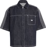adidas Denim Short Sleeve Button-Up Shirt