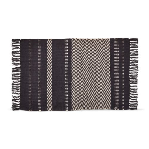 Tag Mason Chevron Black Stripe Tassel Cotton Indoor Rug In Multi