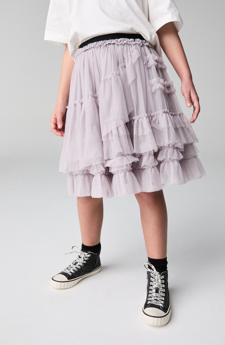 smALLSAINTS by ALLSAINTS Kids' Asymmetric Ruffle Tulle Skirt, Main, color, Purple