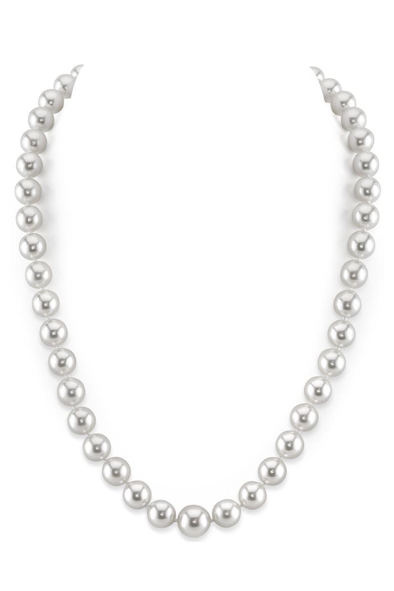 8-10mm White South Sea Pearl Necklace - Premier AAAA Quality, Main, color, White Gold Clasp