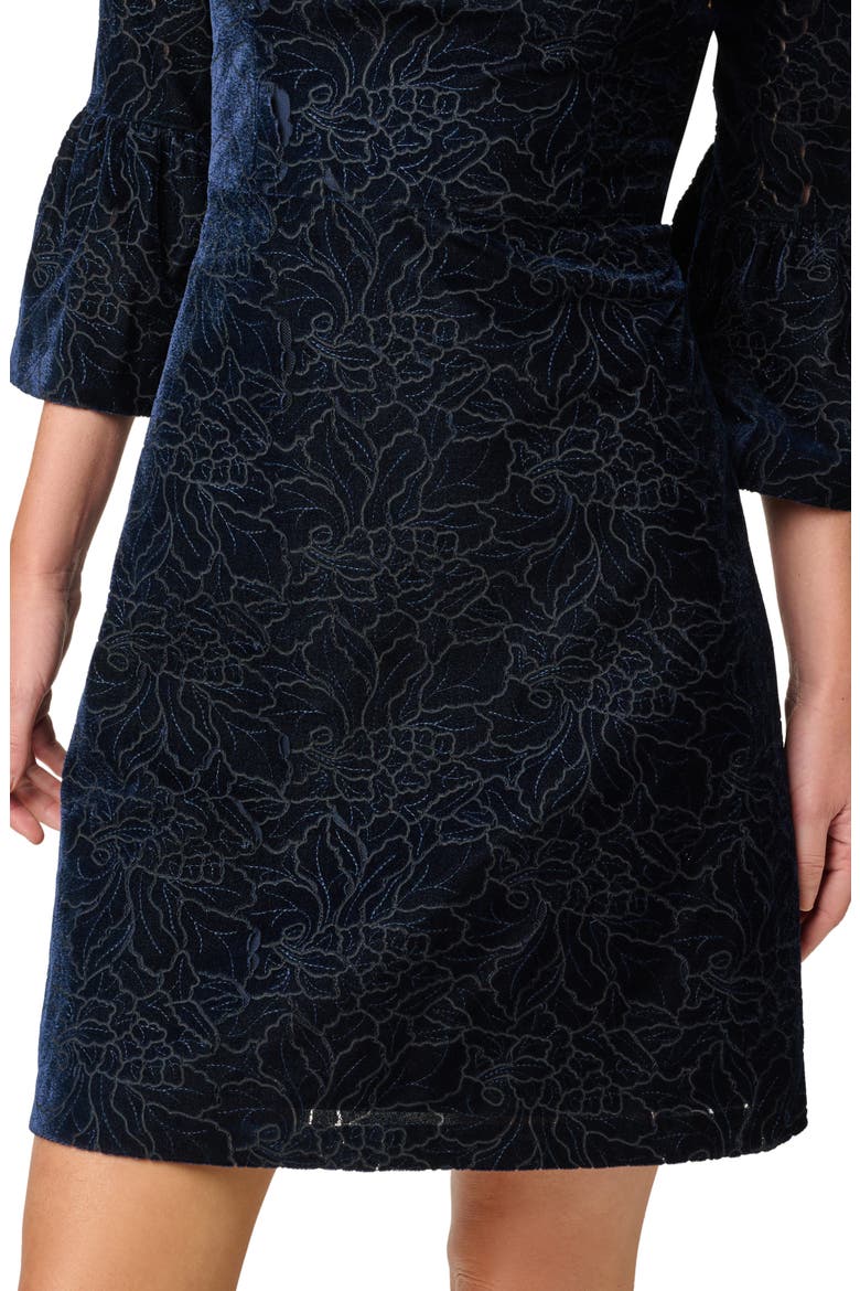 Velvet Bell Sleeve Cocktail Dress, Alternate, color, NAVY