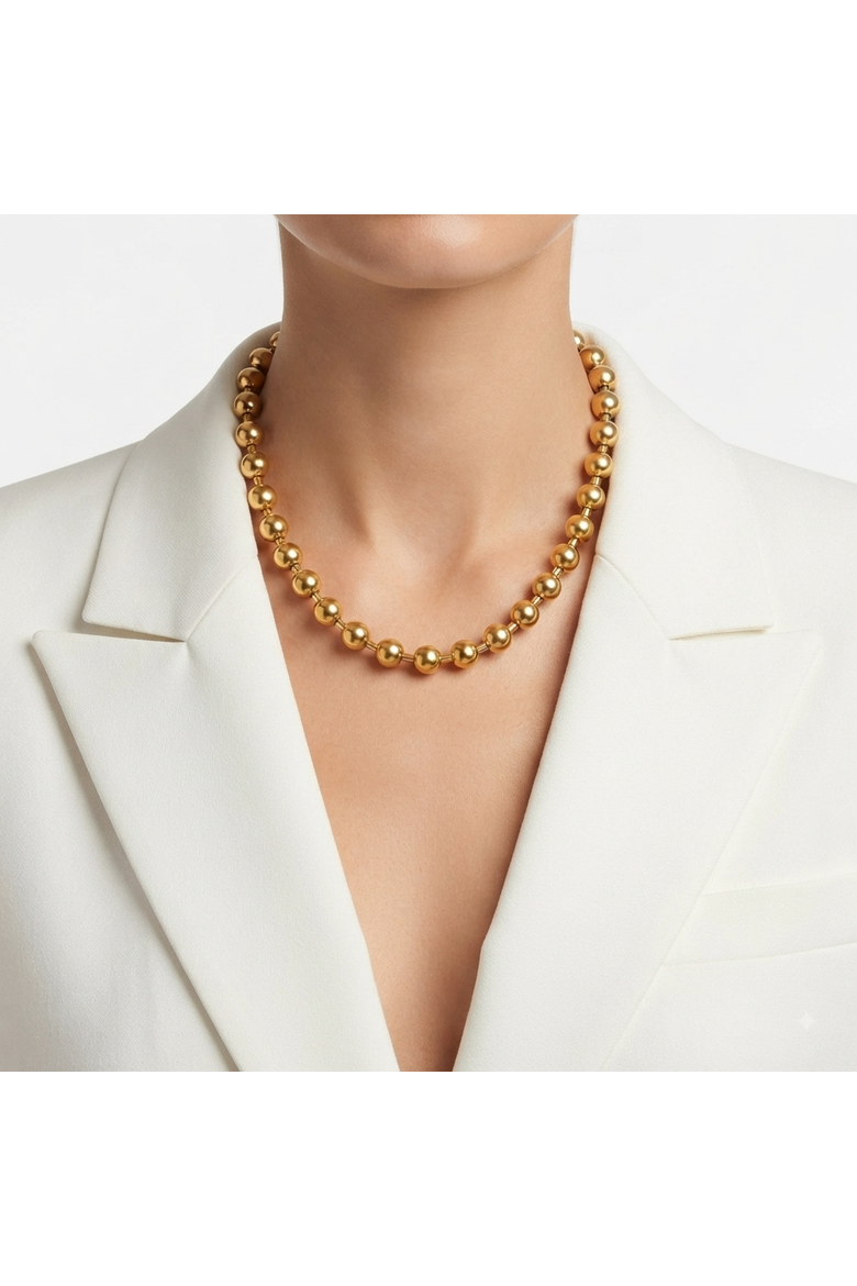 Helise Ball Necklace, Alternate, color, Gold