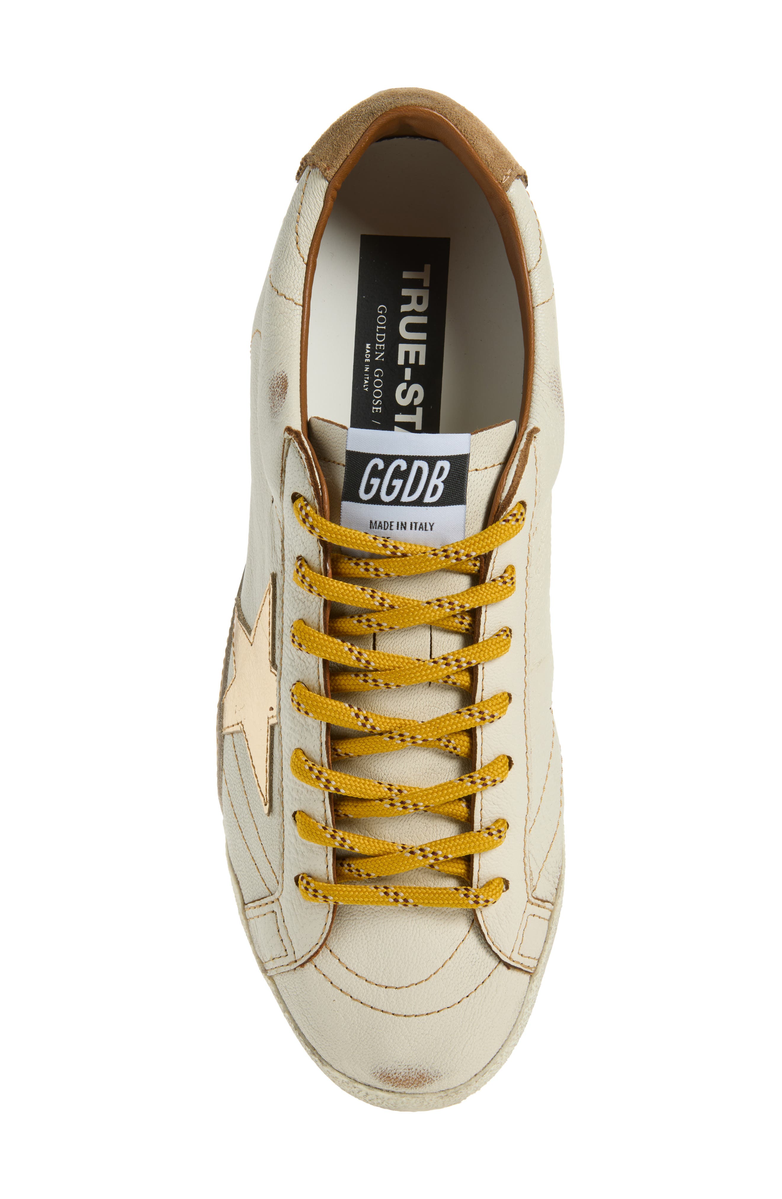 True-Star Leather Sneaker, Alternate, color, WHITE/ GOLD/ BEIGE