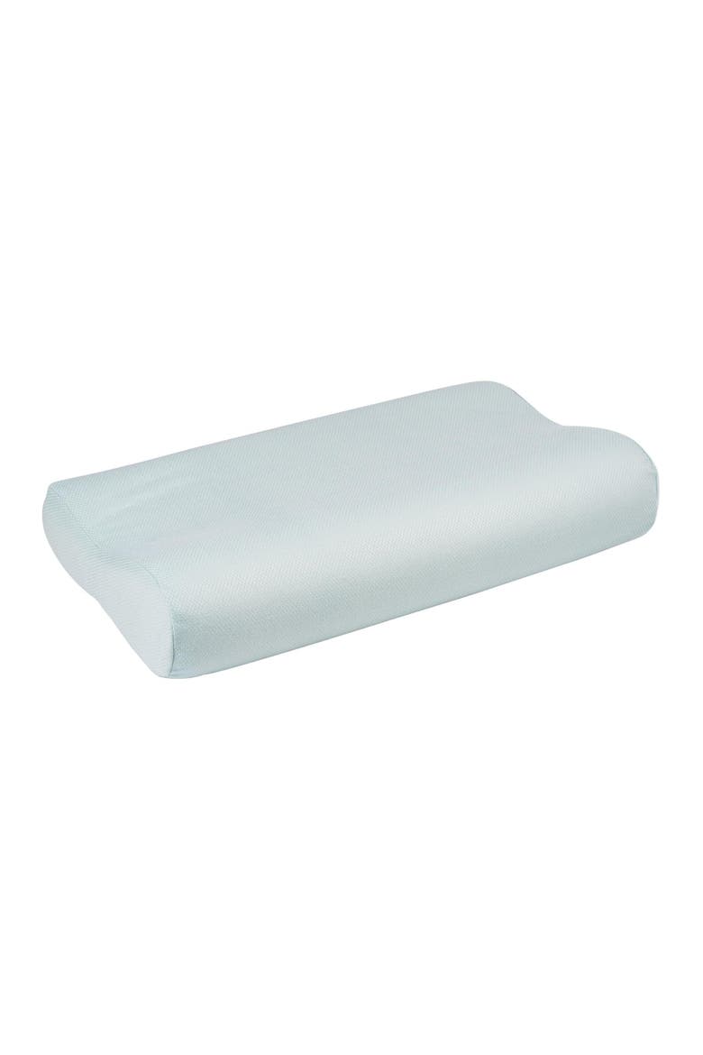 Ergonomic Memory Foam Pillow with Fitted Pillowcase, Alternate, color, Ice Blue