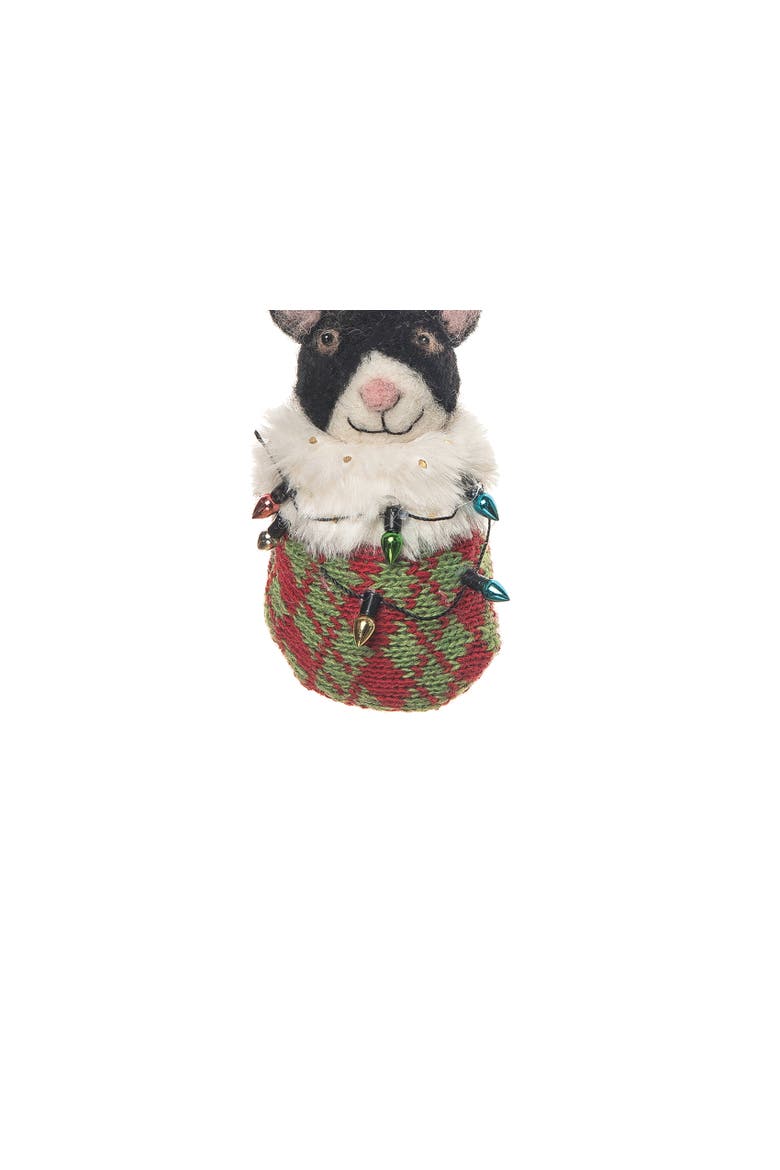 Mouse In Stocking W/Star Fabric Ornament, Alternate, color, Black
