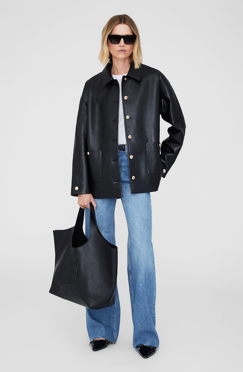 ANINE BING Lili Tote, Alternate, color, Black Pebbled