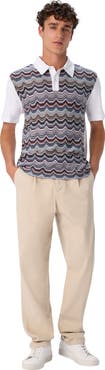 Missoni Short Sleeve Polo With Geometric Zigzag Pattern