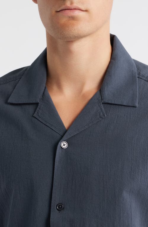 Brooklyn Industries Short Sleeve Cotton Button-up Shirt In Blue