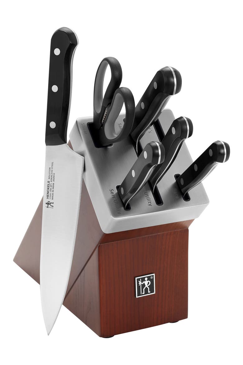 Solution 7-Piece Self-Sharpening Knife Block Set, Main, color, BLACK