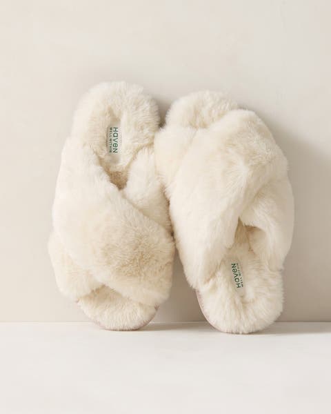 Faux Fur Criss-Cross Slippers