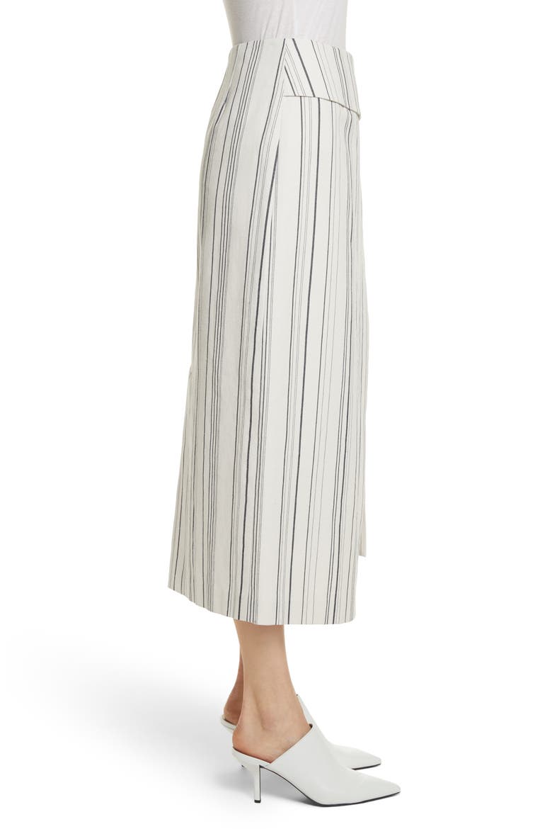 Asymmetrical Wrap Front Stripe Midi Skirt, Alternate, color, WHITE STRIPE