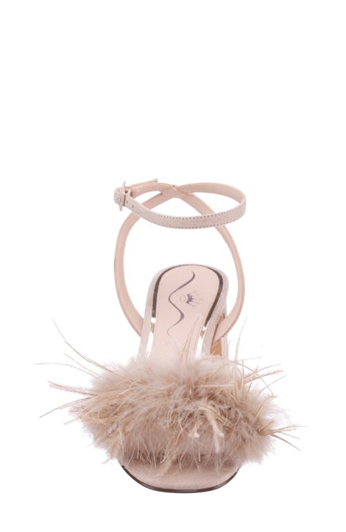 Nina Bev Ankle Strap Faux Feather Sandal In Multi