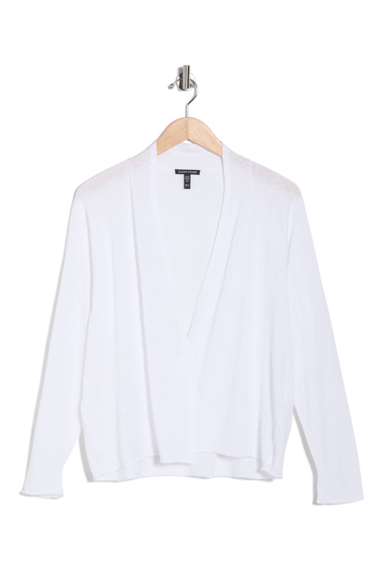 Organic Linen & Organic Cotton Open Front Cardigan, Alternate, color, WHITE